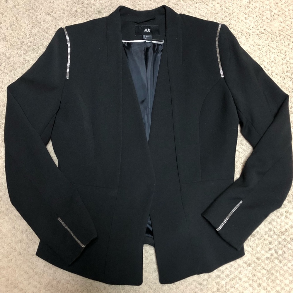 Black H&M blazer with silver lining .